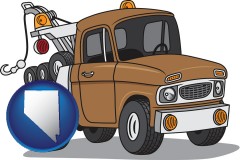 nevada map icon and an automobile tow truck