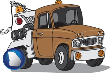 an automobile tow truck - with Georgia icon